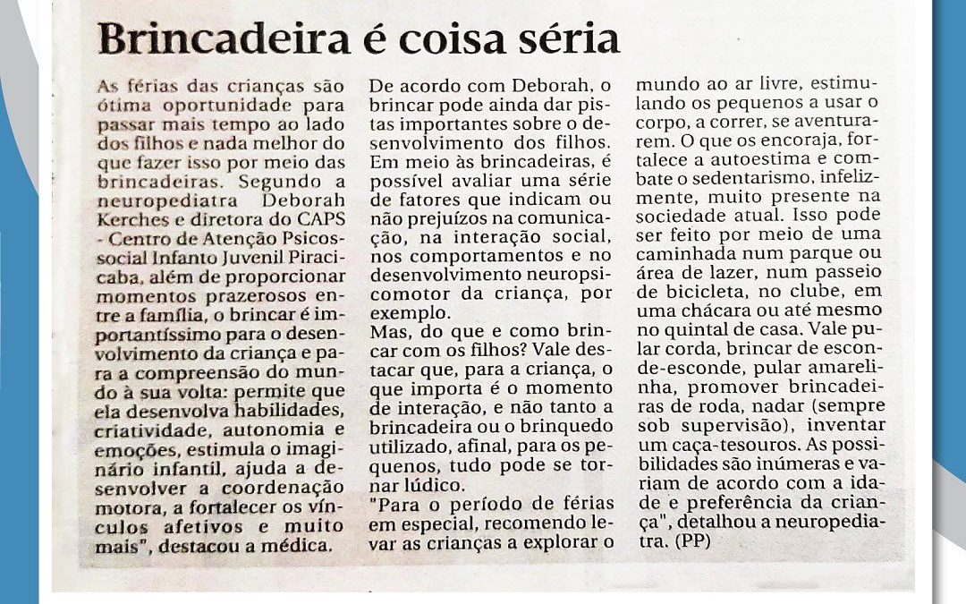 “Brincadeira é coisa séria”, Gazeta de Piracicaba